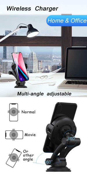 IdealTech 2019 New Wireless Car Charger Mount Phone holder Automatic Open Clamp Air Vent Mount with Infrared Motion Sensor for iPhone Xs Max X XR Samsung S9/S8/S7/S6+ (15Watt) Qi Fast Charging